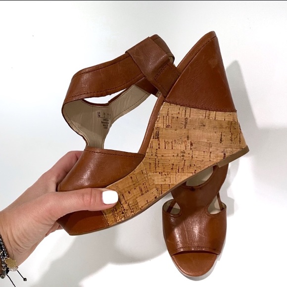 Franco Sarto Wedge Sandals Brown Size 7 - Picture 6 of 10